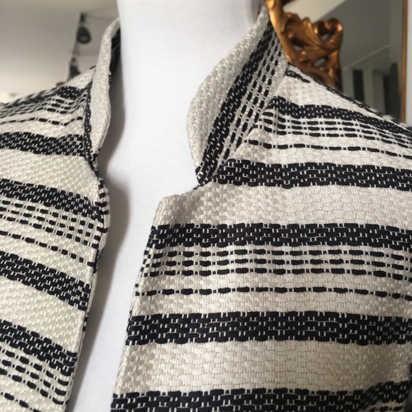 Striped Stitched light linen Trench Coat Jacket - Picture 2 of 6